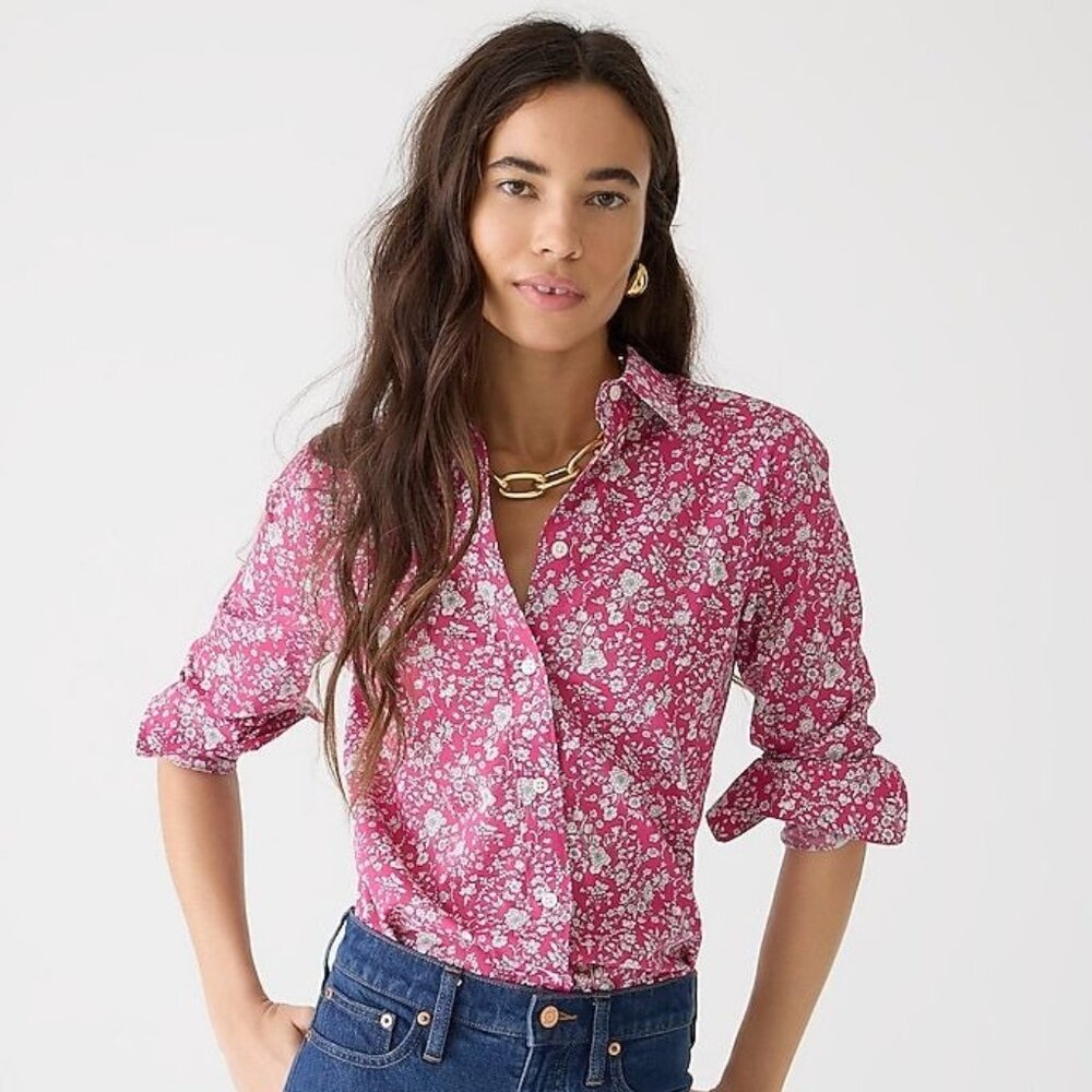 J. Crew Liberty Fabrics Slim Perfect Shirt in Summer Blooms Size 2